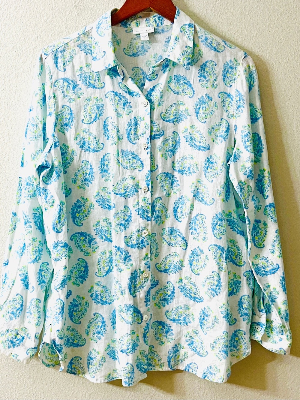NWOT J Jill LS Button Up Linen Shirt